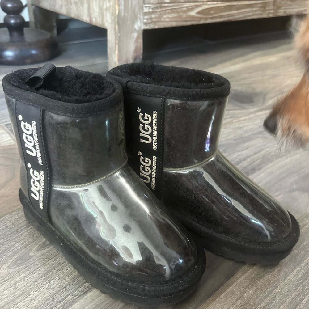 UGG Glossy Black Ankle Boots